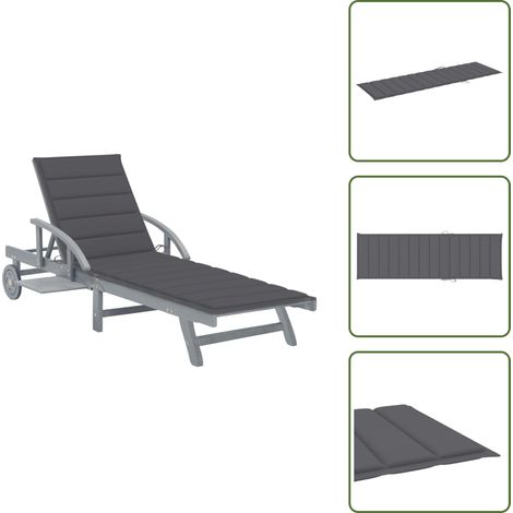 Chaise longue de jardin avec coussin Bois d'acacia solide - Chaises Longues - Chaises Longues En Bois - Mobilier De Jardin - Salon De Jardin - Bain De Soleil (1/5)