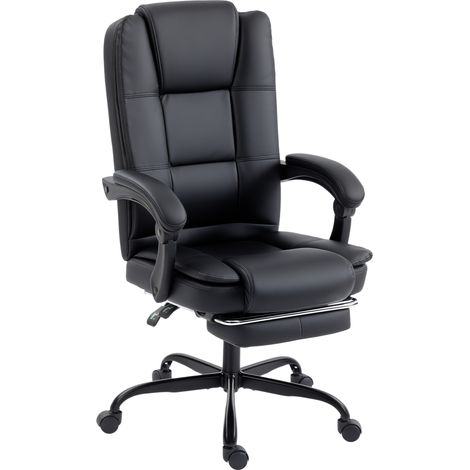 Sedia da Ufficio Ergonomica 65x67x112-122 cm Reclinabile 150° con Poggiapiedi in Cotone e Metallo Nero (1/5)