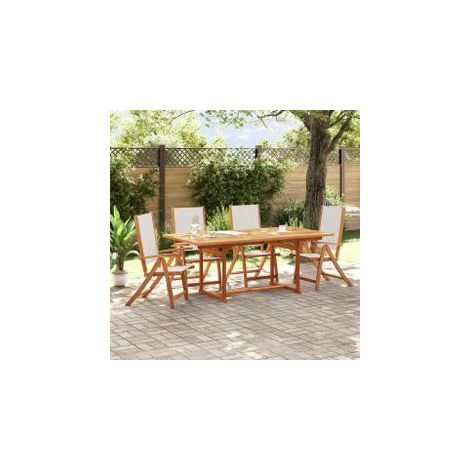 Chaises pliables de jardin lot de 4 bois d'acacia et textilène (1/5)