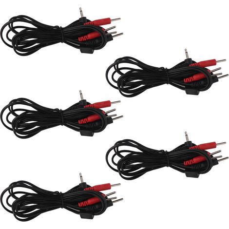 Câble électrode 2,5mm fiche coudée 4 en 1 pin, fil conducteur pour massageur, 1,4m, lot de 5 pièces (1/5)