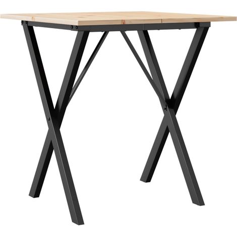 Table de salle à manger design industriel 70 x 70 x 75 cm bois de pin massif et acier DEC036814 (1/5)