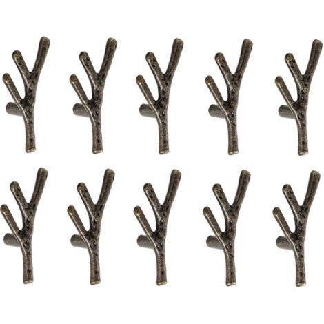 10x Poignée Meuble en Forme de Branche Poignées Armoires en Alliage de Zinc avec Vis Bronze - Trou Unique (1/5)