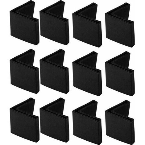 12 pezzi Protezioni per gambe di sedie in ferro, tappi per piedi di tavoli 50 x 50 mm, neri, protezioni per sedie, mobili, pavimenti, tappi in gomma a forma di L - Crezuo (1/4)