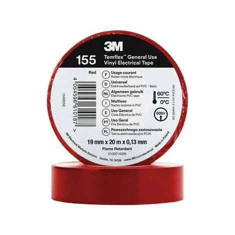 Ruban Adhésif Temflex™ 155 PVC 19mm x 20m 3M 7100184744 Rouge