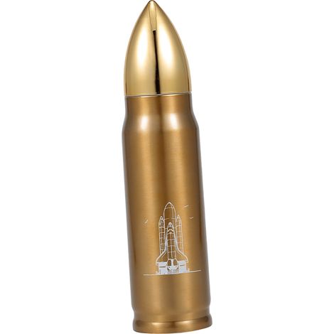 Isolierte 500-ml-Trinkflasche aus Edelstahl 304, kugelförmig, Reisebecher, 27,8 x 6,7 cm, grün, gold, kupferfarben, 266 g, 1 Stück (1/5)