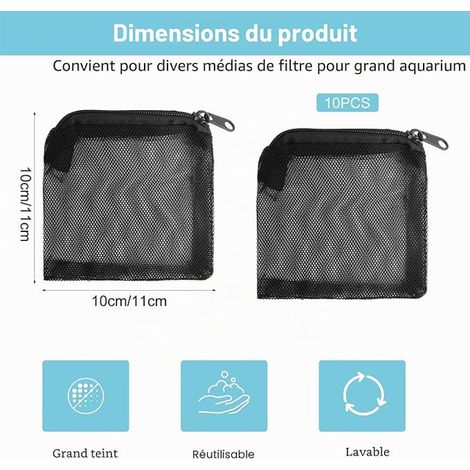 Aquarium Filter Bags, 10 x 10 cm, Fine Mesh Filter Bags with Zipper, Small Bag for Activated Carbon (1/3)