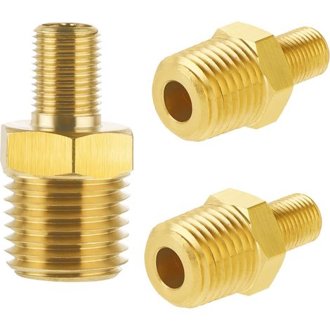 Lot de 3 Adaptateur, 1/4" NPT, Laiton, 200 bar, Compresseur d'air, Véhicule (1/5)
