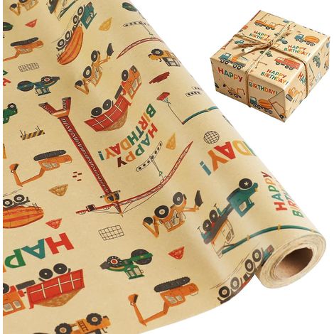 1 rouleau de papier cadeau pour enfants, pelleteuse, 43 cm x 10 m (1/5)