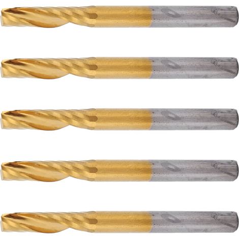 Ensemble de 5 fraises à spirale pour fraiseuse CNC, pour la découpe de l'aluminium, 4 x 17 x 45 mm