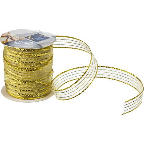Gewebtes Band 10mm l.3 m Polyester - Goldene linie