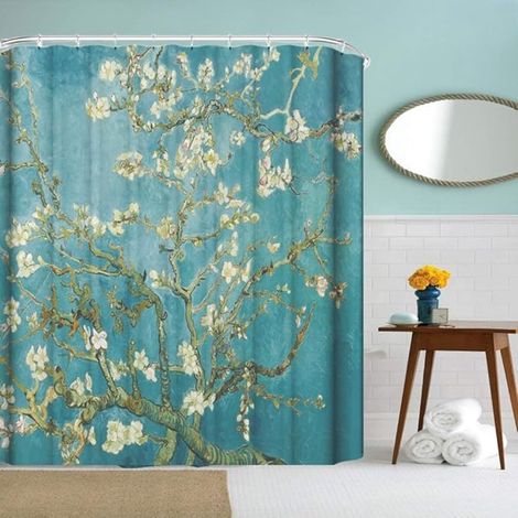 Rideau de douche anti-moisissure et imperméable, lavable, 180 × 180 cm, anneaux inclus (1/4)