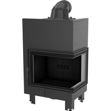 Kamineinsatz aus Stahl KRATKI MBZ rechts 13 kW Ø 200 gebogenes Glas schwarz Verkleidung (1/5)