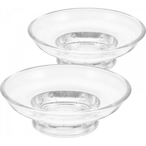 Lot de 2 porte-savons en verre transparent 4,25 x 4,25 x 1,38 cm, pour lavabo, salle de bain, douche, baignoire, vaisselle (1/5)