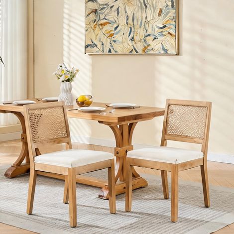 Chaises de salle à manger en rotin avec dossier cannage bois (1/5)