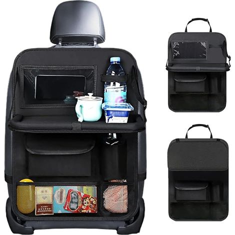 Organizador infantil para coche con bandeja plegable, protector de asiento trasero con pantalla táctil, bolsa de almacenamiento impermeable Oxford para coche, múltiples bolsillos, accesorio para el in