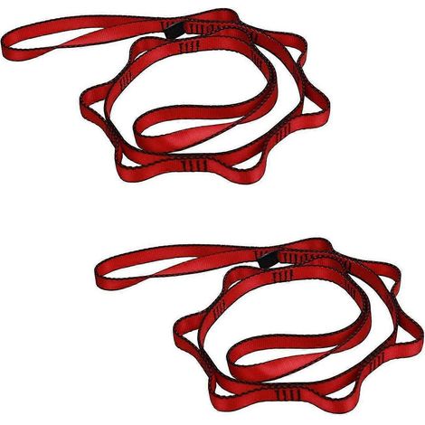 Corde à guirlande (2 pièces) avec sangles robustes et bouclées, 23 kN, longe d'escalade en nylon, guirlandes à boucles multiples, sangle de yoga aérien, 51,2 pouces (1/5)