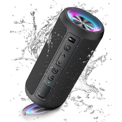 Portable Wireless Bluetooth Speaker with LED Light, IPX7 30H Playback, Louder Volume and Improved Bass, Durable for Travel, Outdoors (1/5)