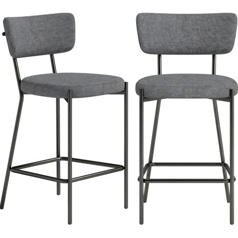 Set mit 2 gepolsterten Barhockern in Grau mit gebogener Rückenlehne MODENUIT (1/5)