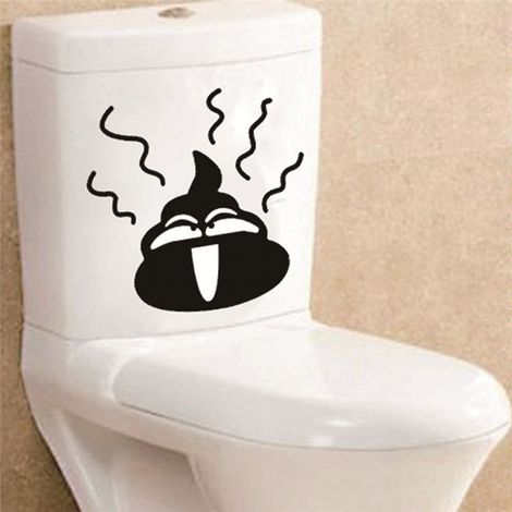 Autocollant mural amusant pour salle de bain ou cuisine : visage souriant - Toilettes