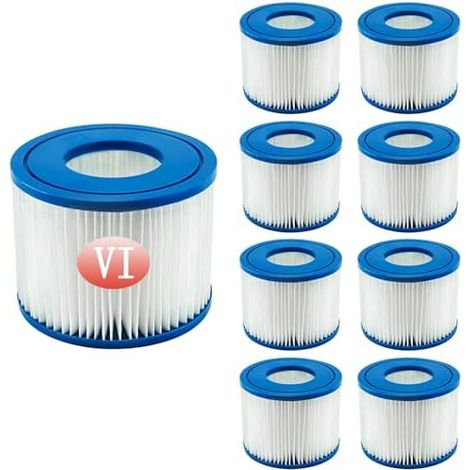 Filterkartuschen VI für Bestway Pool Filter, Filter Cartridge VI für Miami, Vegas, Monaco, Ersatzfilter für Bestway Spa 58323 (8 Stück)