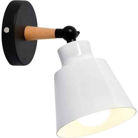 Applique da Parete Moderna Metallo Gabbia Lampada da Parete e27 Legno per Sala da Pranzoa Soggiorno Camera da Letto Corridoio - Bianca (1/5)