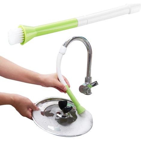 Brosse Robinet Évier Flexible 32 cm Brosse de Nettoyage Cuisine avec Fixation Silicone Idéale Vaisselle Casseroles Zones Difficiles Couleur Aléatoire (1/5)