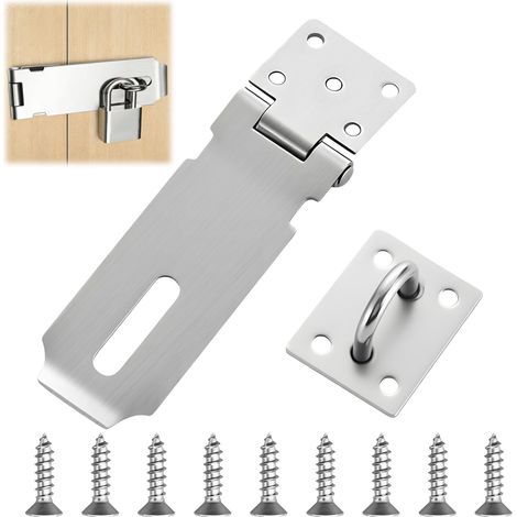 Stainless Steel Door Latch, Loquet de Cadenas Agrafe, 4 Pouces Loquet de Verrou de Porte en Acier Inoxydable 304 pour Porte, Meubles, Armoire, Tiroir, Placard et Jardin
