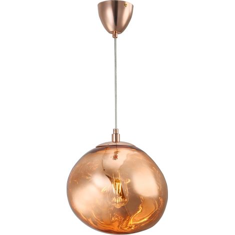 ALPINALUZ Lámpara Colgante Diseño Moderno con Pantalla de Cristal Metalizado Grande Rosa Irregular Casquillo E27 "Melti"D360mm (1/5)