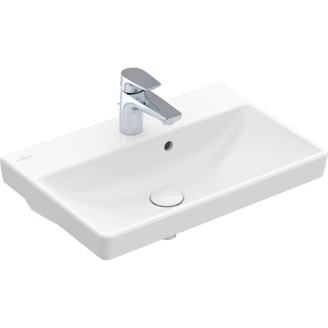 Villeroy & Boch Avento - Waschbecken Compact 55x37 cm, mit Überlauf, 1 Hahloch, Alpinweiß 4A005501
