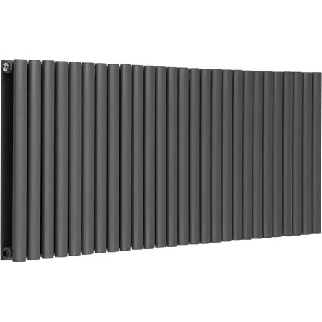 Warmehaus Oval Anthracite Radiator Horizontal Double 600x1593mm (1/4)