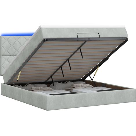 Maison Exclusive - Lit coffre avec matelas et LED Gris clair 140 x 200 cm Velours (1/5)