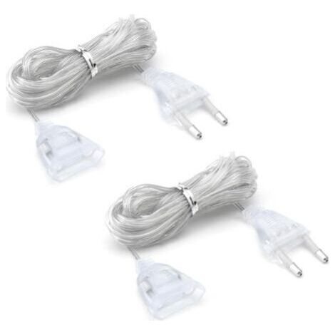 2 pièces rallonge électrique transparente de 5 m, rallonge avec fiche euro 220 V, câble plat pour lanternes LED et usage extérieur (1/4)