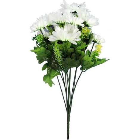 Bouquet di gerbere bianche artificiali, 12 pezzi - Altezza decorazione 45 cm (1/3)