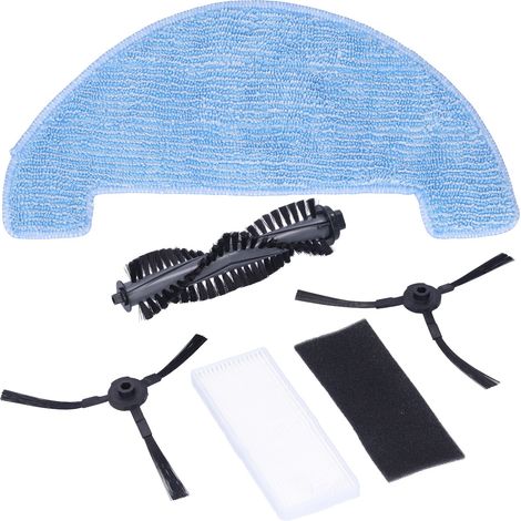 Kit de rechange pour robot aspirateur iLife A4S : brosse centrale, 2 brosses latérales, filtre et chiffon (1/5)