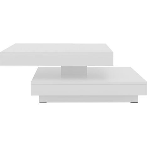 Table basse transformateur Comfivo 385, Blanc, 34x70x70cm, Diamètre: 0, Stratifié, Angulaire (1/5)
