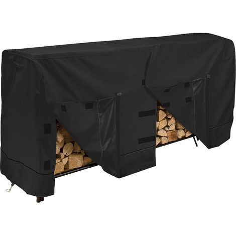 GENERIC-Couverture de Support de Bois de Chauffage, Couverture de Support de bûches d'extérieur Domestique Couverture de Bois de Chauffage imperméable et antipoussière 420D 244x61x107cm noir (1/4)