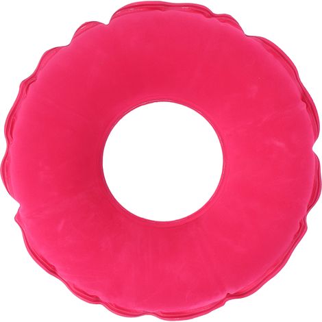 Coussin Gonflable Épais Velours Respirant Rond Portable pour Chaise Bureau Fauteuil Voiture Rouge (1/5)