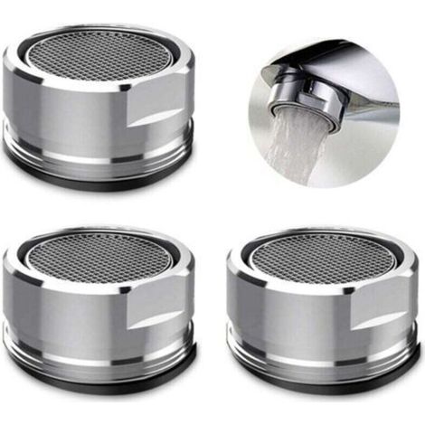 Lot de 3 robinets aérateurs, robinet aérateur filtre avec joint pour cuisine, salle de bain – argent (diamètre extérieur 24 mm)