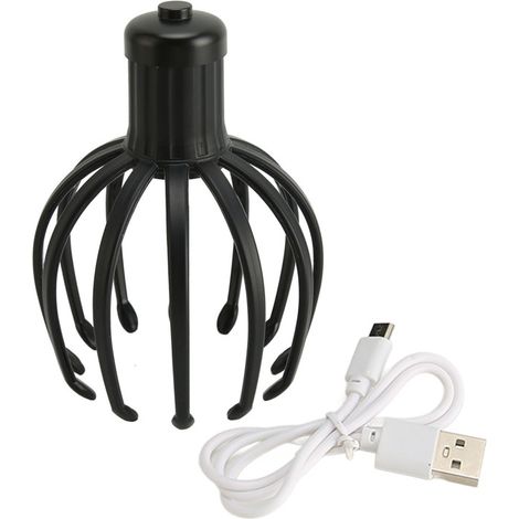 Masajeador de cuero cabelludo eléctrico portátil, modo antiestrés, recargable y ajustable para hombres y mujeres. (1/5)