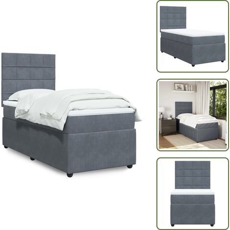 Taschenfederkern - vidaXL Boxspringbett mit Matratze Dunkelgrau 80x200 cm Samt - Kopfteil (1/5)