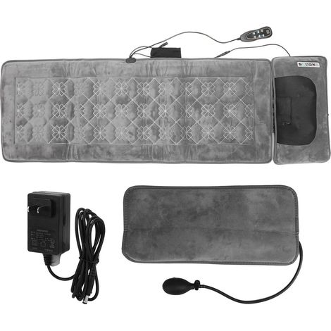 Tapis de massage corps entier chauffant gris, coussin vibrant électrique pour salon et maison, 100-240V prise US (1/5)