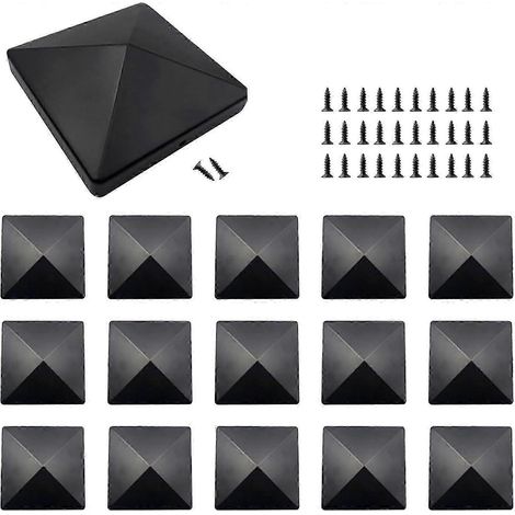 Lot de 16 capuchons carrés de 100 x 100 mm, compatibles avec les poteaux de clôture, les garde-corps et les tubes en acier PD. WHBYV (1/4)