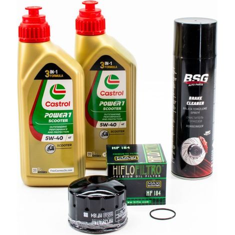 Kit Entretien Vidange Standard pour PIAGGIO MP3 400 de 2007 à 2013 - CASTROL POWER 1 SCOOTER 5W-40 2L