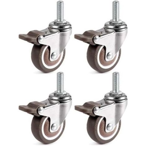 4 Pièces Roues Pivotantes, 25mm M6 x 15mm Pole Roulettes de Meubles pour Chariots- (1/4)