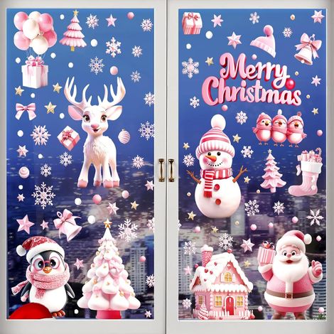 9 Feuilles NoëL Autocollants Fenetre,141 Pièce Stickers Noel Fenetre, Décoration de Noël Fenetre Stickers DIY Amovibles PVC Réutilisables (1/5)