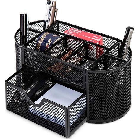 Lot de 2 organiseur de bureau en métal, porte-stylos multifonctionnel gain de place pour rangement école maison bureau (1/5)