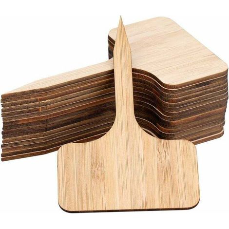 Set of 24 Eco-Friendly T-Shaped Labels for Bamboo Plants, Seeds, Flowers, Vegetables (10 x 6 cm) (1/5)