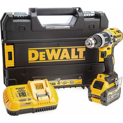 Dewalt – Perceuse à percussion 18V DCD796T1 avec batterie 6,0 Ah – Moteur Brushless compact – Mode percussion pour béton – Poignée ergonomique - DCD796T1T