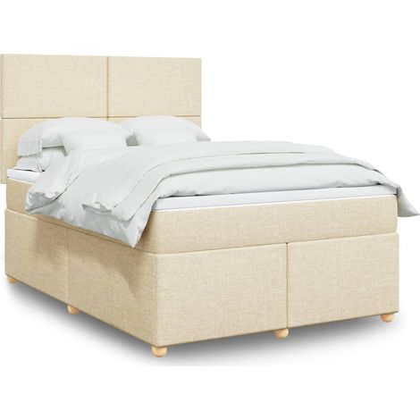 Boxspringbett mit Matratze Creme 160x200 cm Stoff vidaXL (1/5)