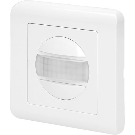 Bewegungsmelder mit 2-Draht-Schalter, 160°, Einbau-Wandmontage, Innenbereich, 9 m Reichweite, integrierter Lichtsensor, Weiß (1/5)